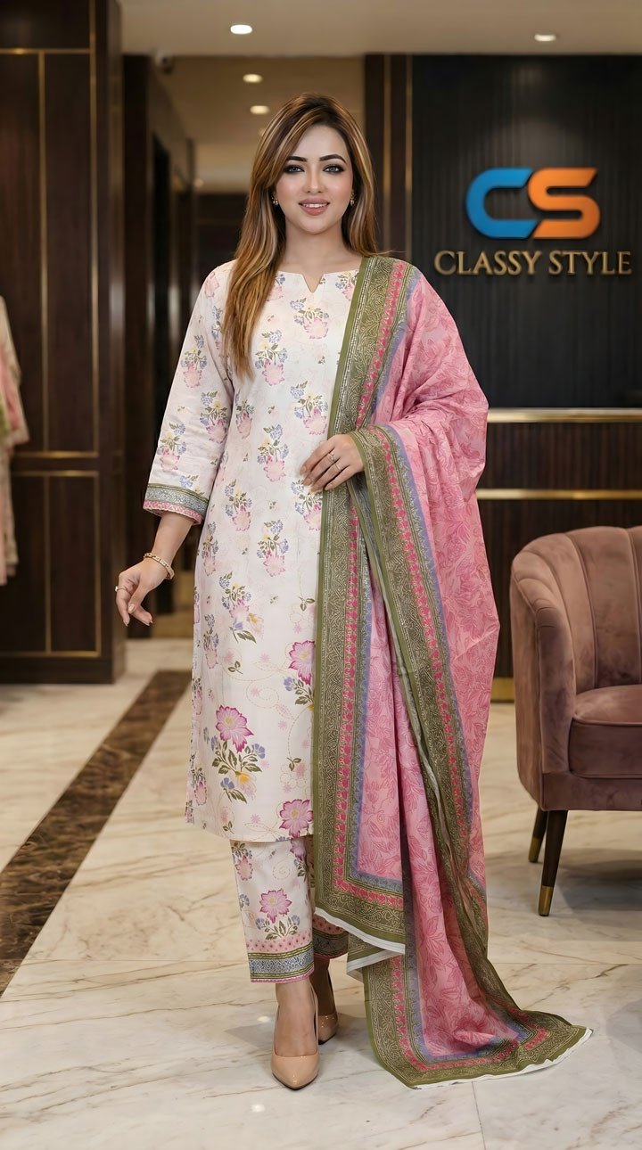 New Exclusive Bin Hameed Lawn Three Piece With Print Salwar