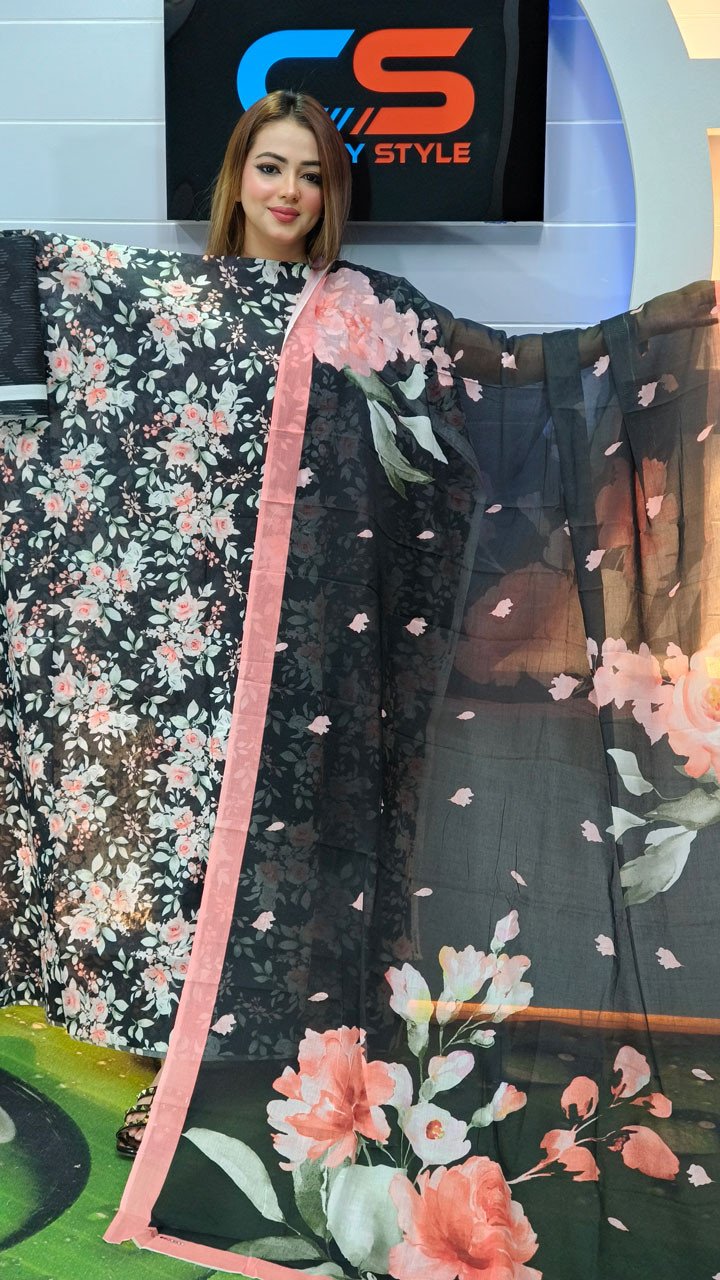 New Ganga Print Premium Cotton Three Piece – Digital Print
