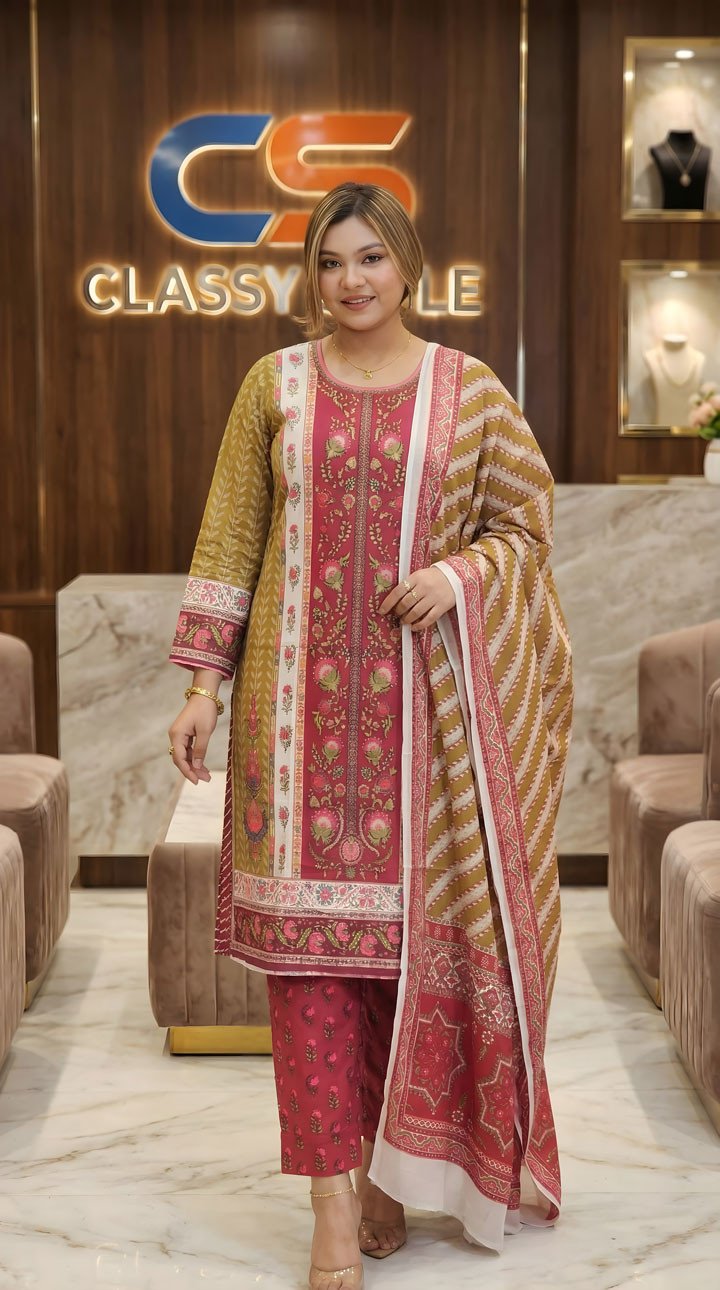 New Exclusive Bin Hameed Lawn Three Piece With Print Salwar