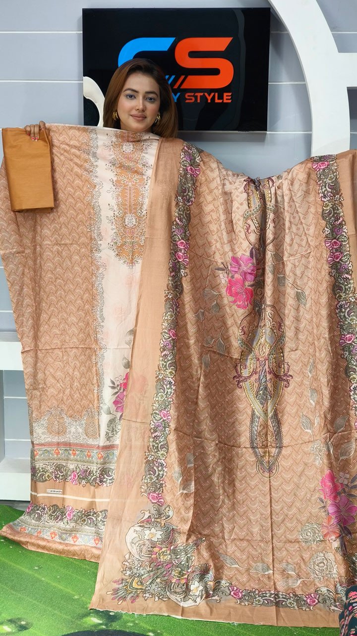New Premium Lawn Three Piece-Cotton Dupatta