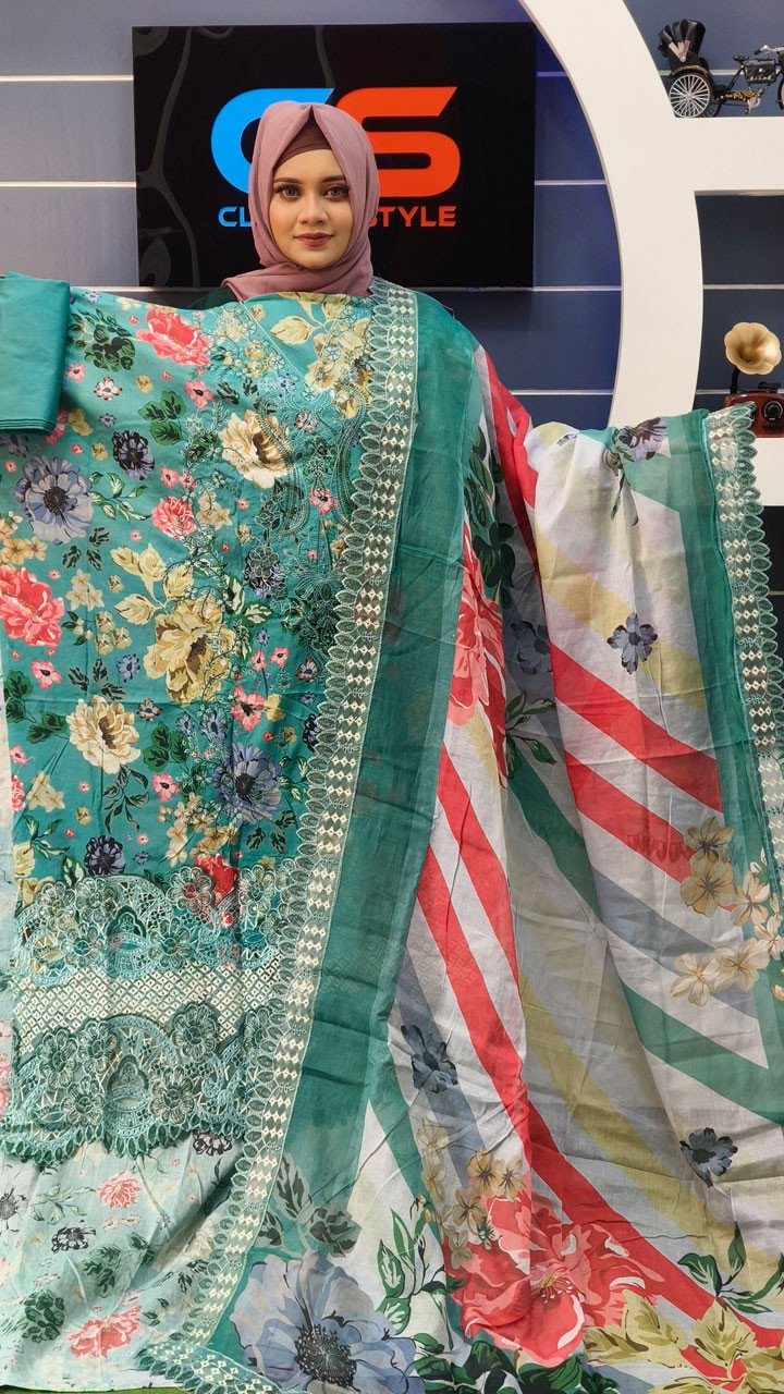 Luxury Digital Printed Lawn Embroidered Unstitched Three-Piece