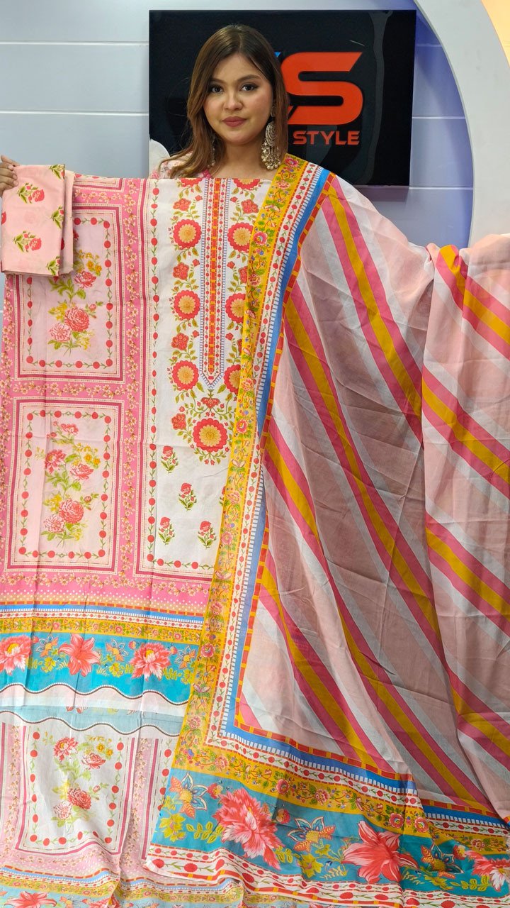 New Premium Zom Zom Lawn Three Piece With Print Salwar