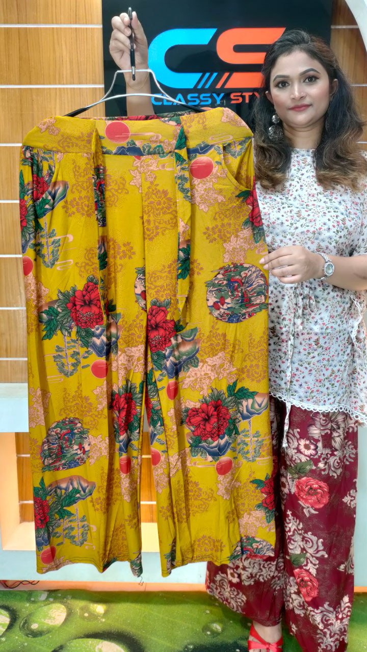 Chinese Premium Quality Print Plazo With Pocket & Belt