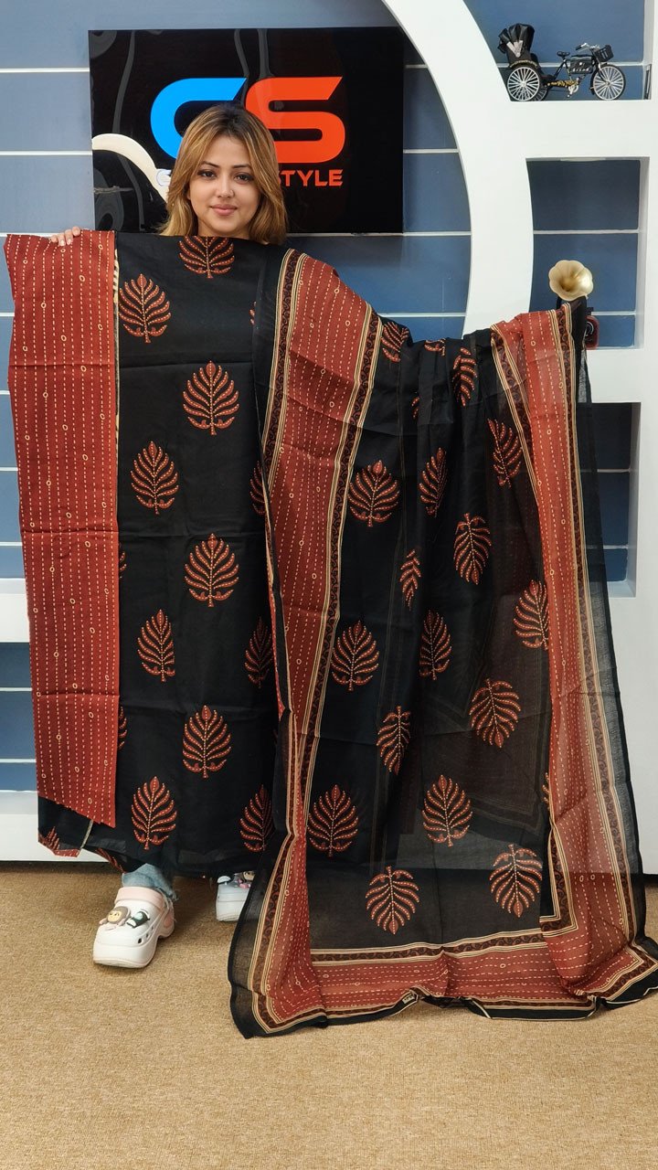 New Jaipuri Patel Pure Cotton Three Piece Set